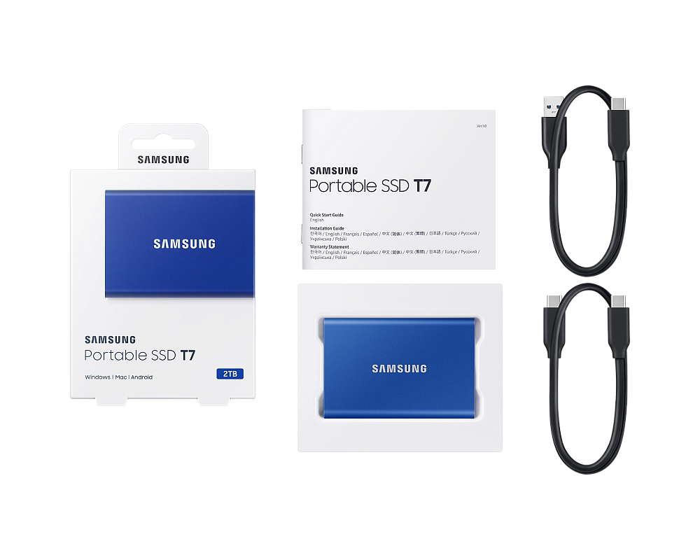Портативный SSD USB 3.2 T7 2TB MU-PC2T0H (Синий)